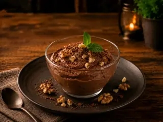 Mousse al cioccolato con noci