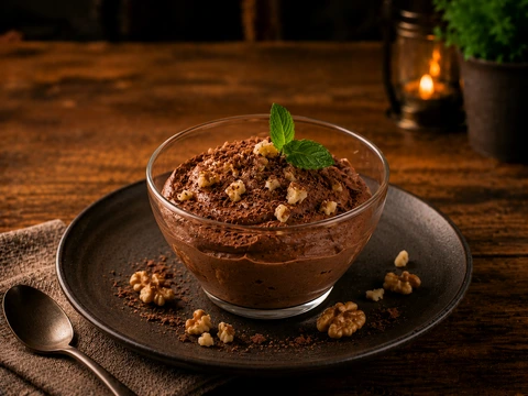 Schoggimousse mit Walnüssen